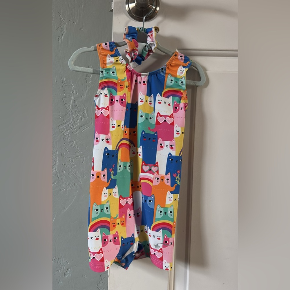 Colorful Cat Print Kids Bodysuit